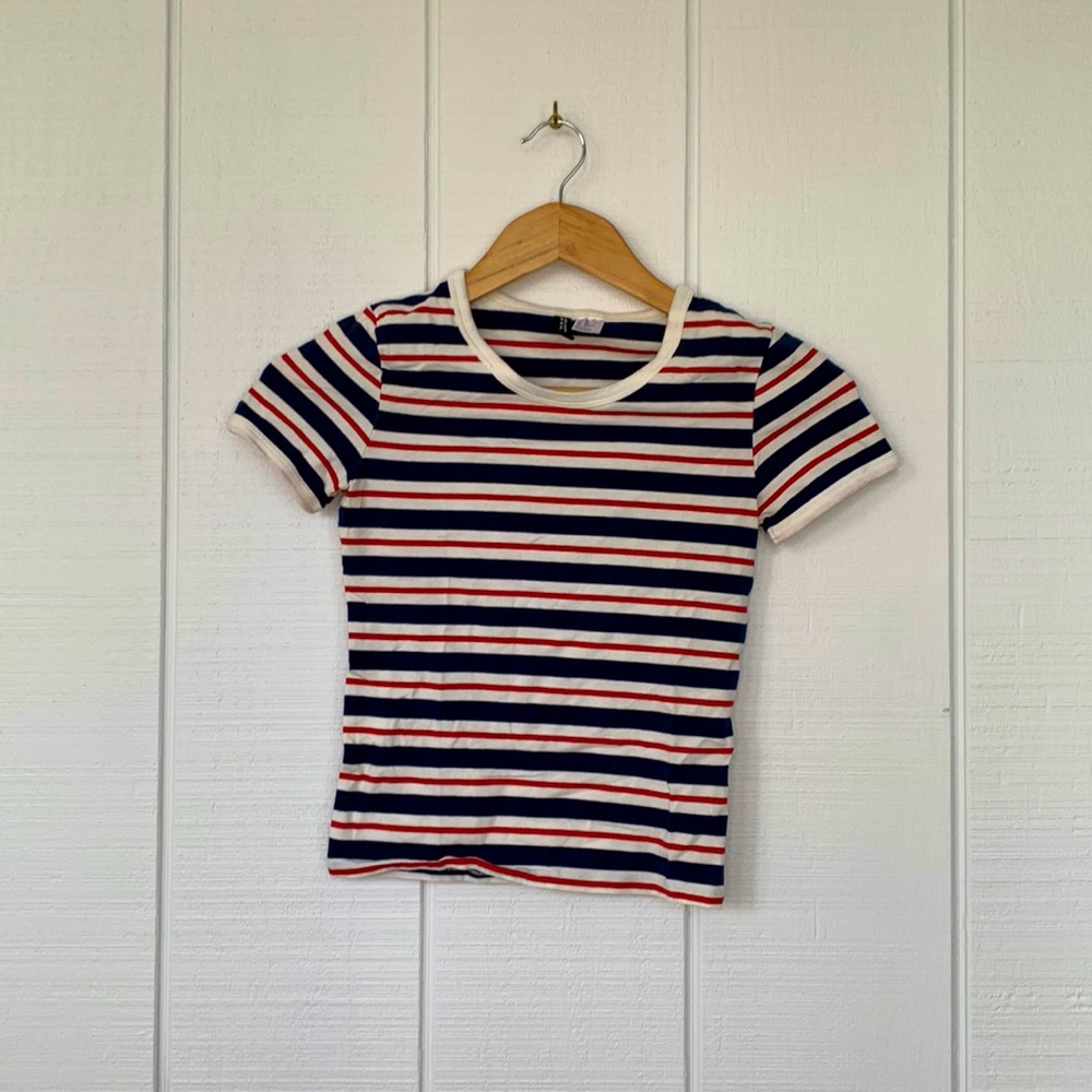 Red White & Blue Striped Stretchy Baby Tee Shirt